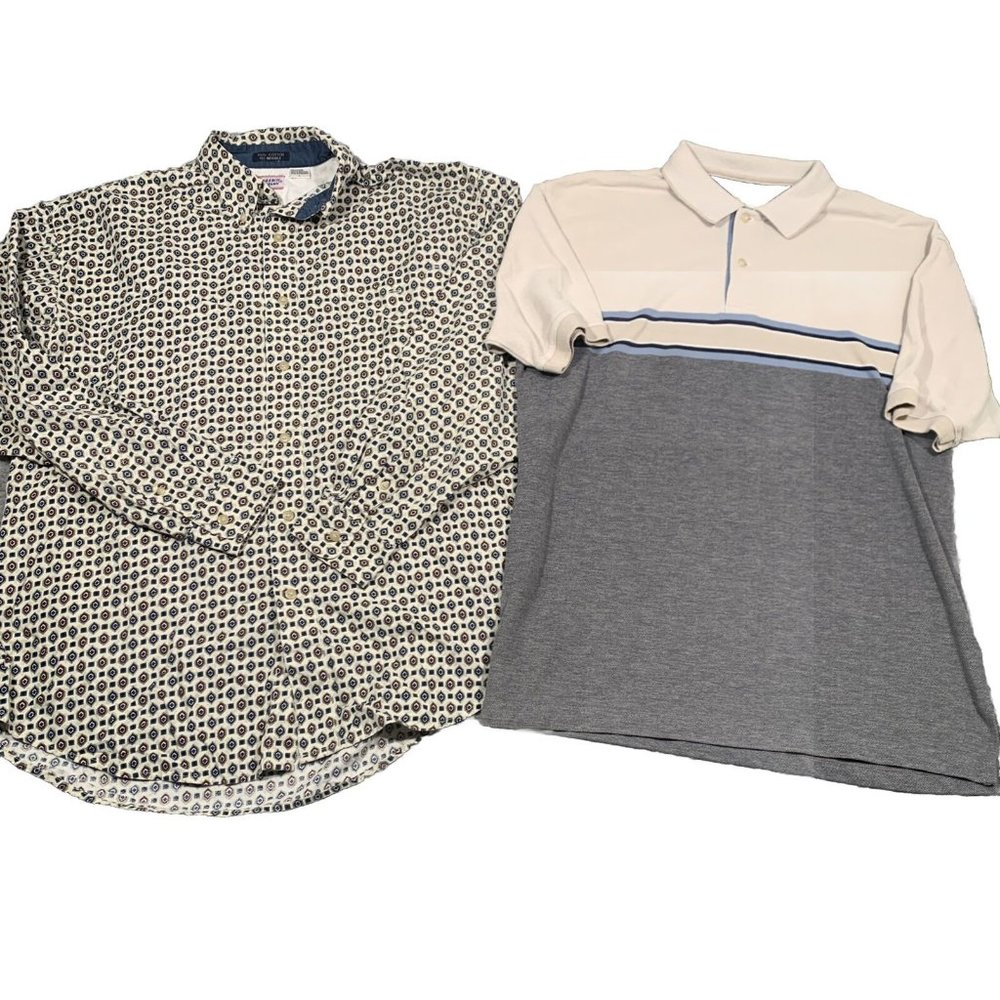 2 Men's Bugle Boy Vintage Shirts‎ Collared Button Up Polo Large L Retro